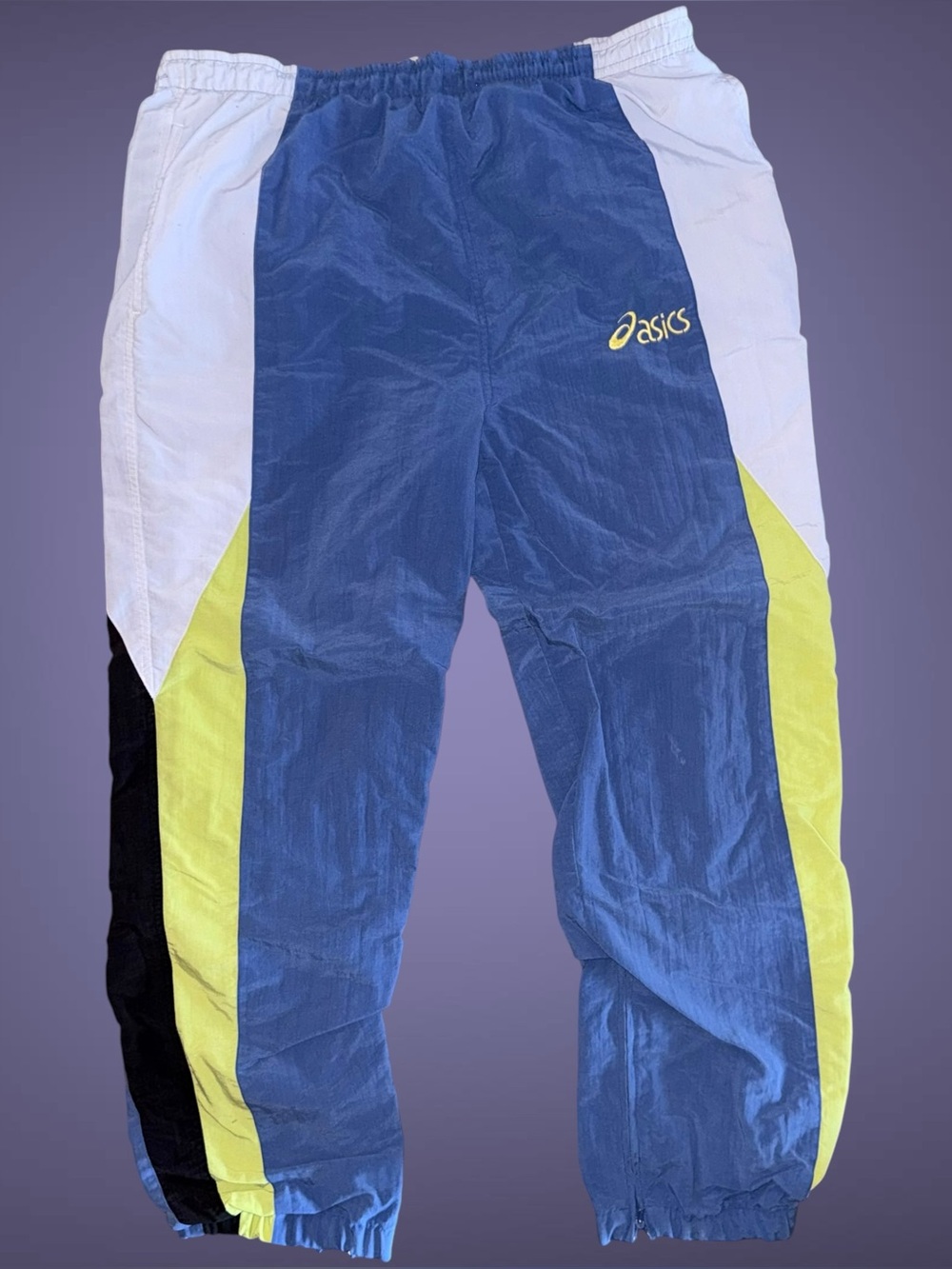 Vintage 1990s Asics Colorblock Nylon Windbreaker Track Pants Unisex / Men’s L